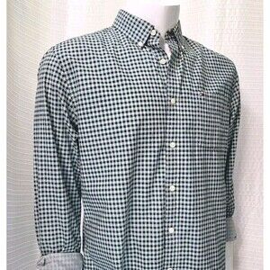 Tommy Hilfiger Button Down Shirt Cotton Long Sleeve Green Grey Check Men's L